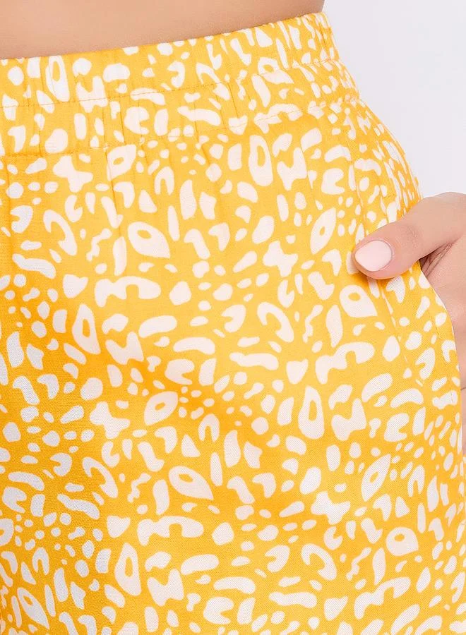 Clovia Yellow Animal Print Top and Shorts Set for Women | Best Price UAE